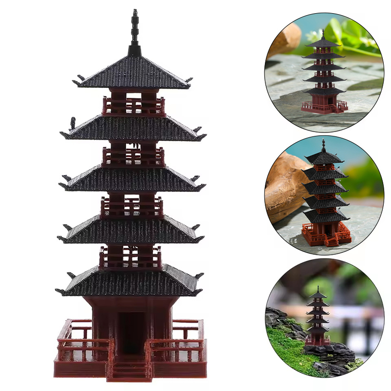 Mini Bonsai Zen Garden - Mini estatua de Pagoda, modelo de