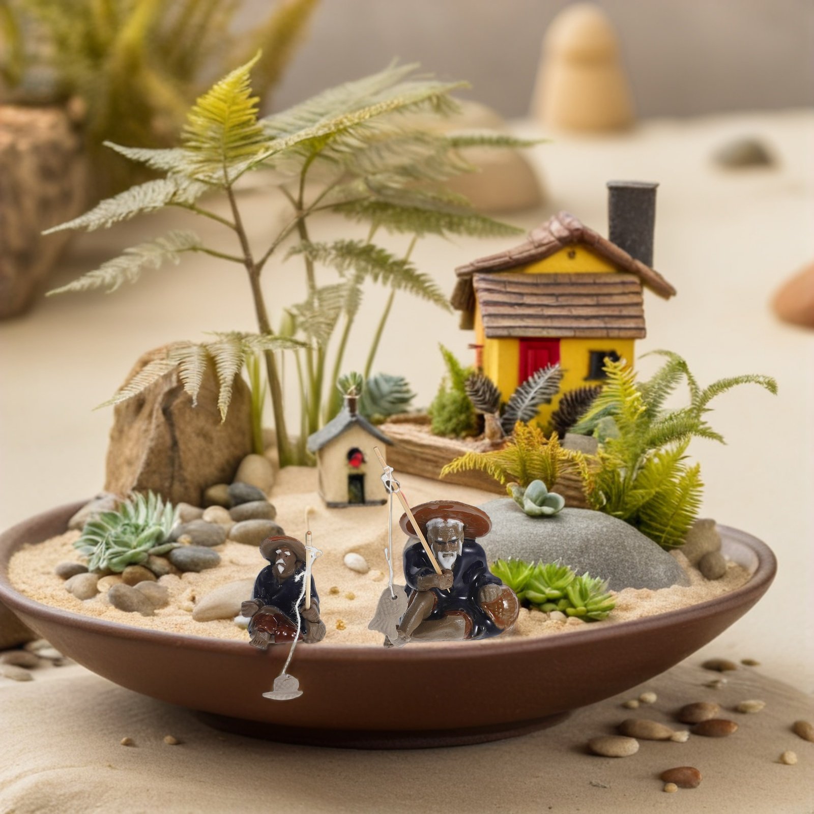 Mini Bonsai Zen Garden - 2 Piezas de Mini Figuras de
