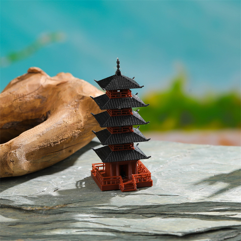 Mini Bonsai Zen Garden - Mini estatua de pagoda, modelo de