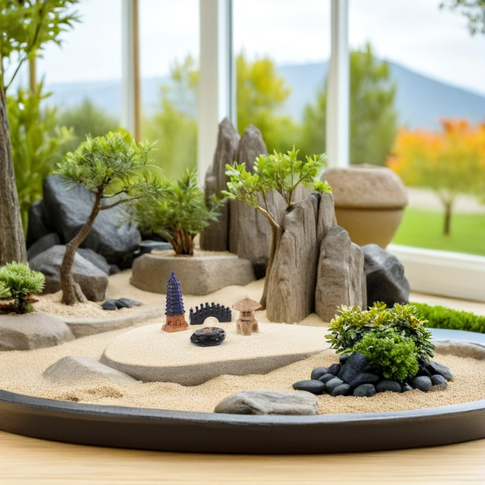 Juego de 4 Mini Estatuas de Pa - Mini Bonsai Zen Garden reseña y precio