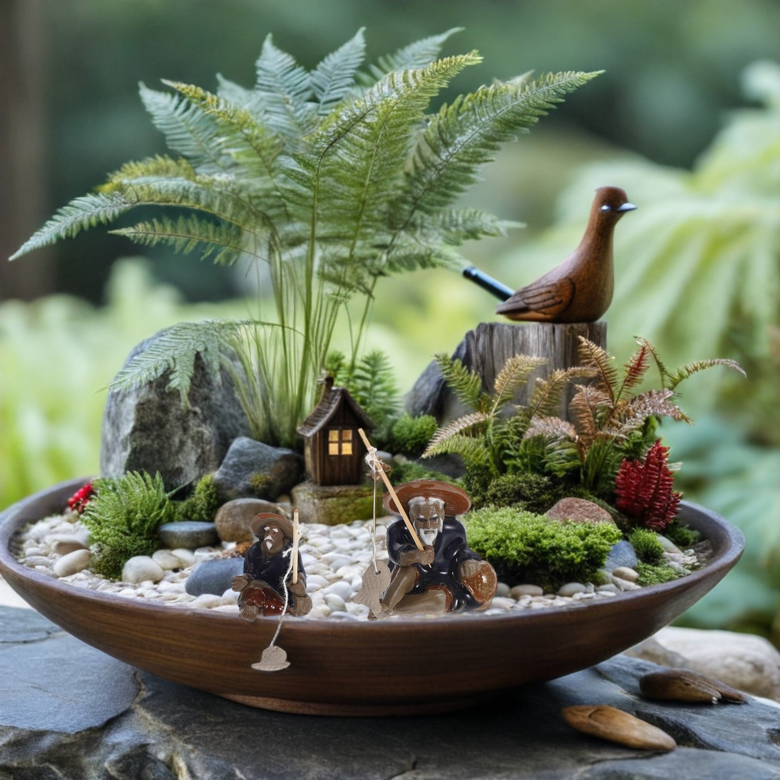 2 Piezas de Mini Figuras de Pe - Mini Bonsai Zen Garden reseña y precio