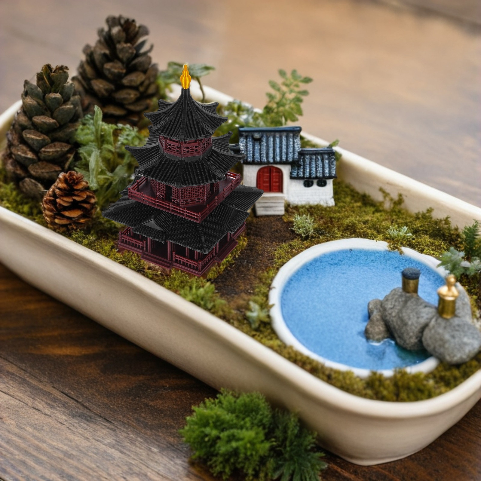 Escultura de Pagoda Zen Asiáti - Mini Bonsai Zen Garden reseña y precio